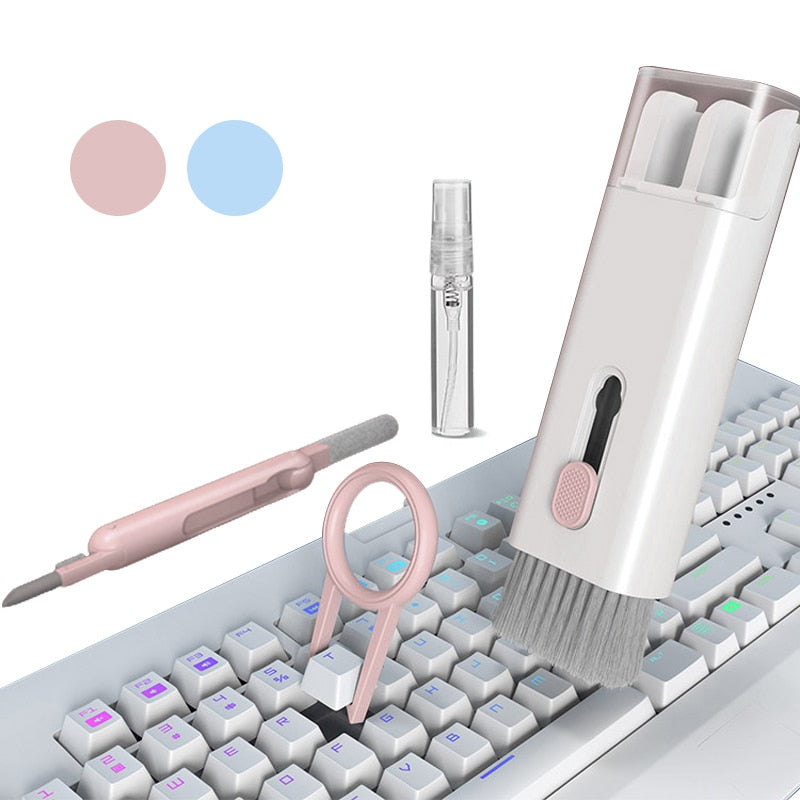 Escova de limpeza de teclado de computador, fones de ouvido e  Kit extrator de teclas.